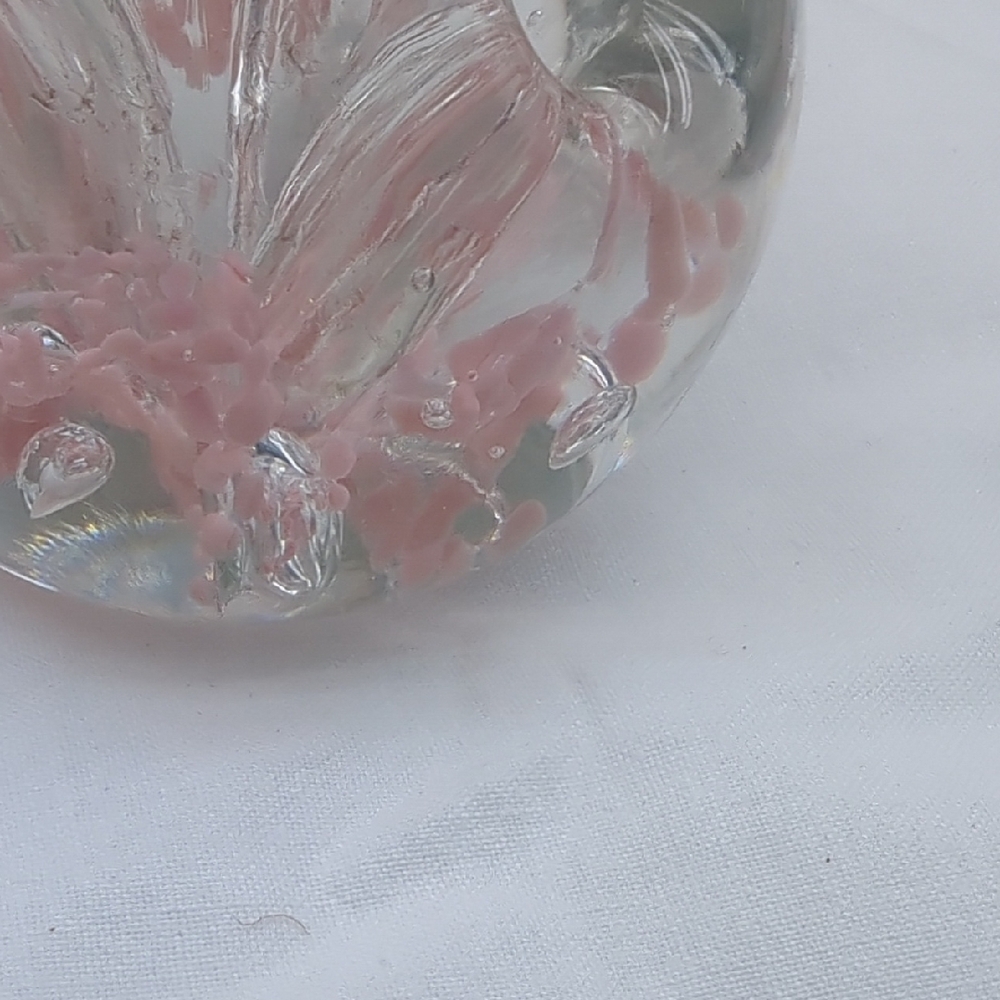 Pink Floral Glass Paperweight